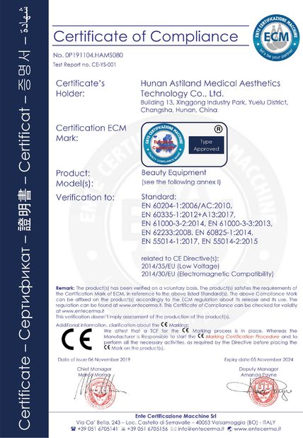 الصين Astiland Medical Aesthetics Technology Co., Ltd الشهادات